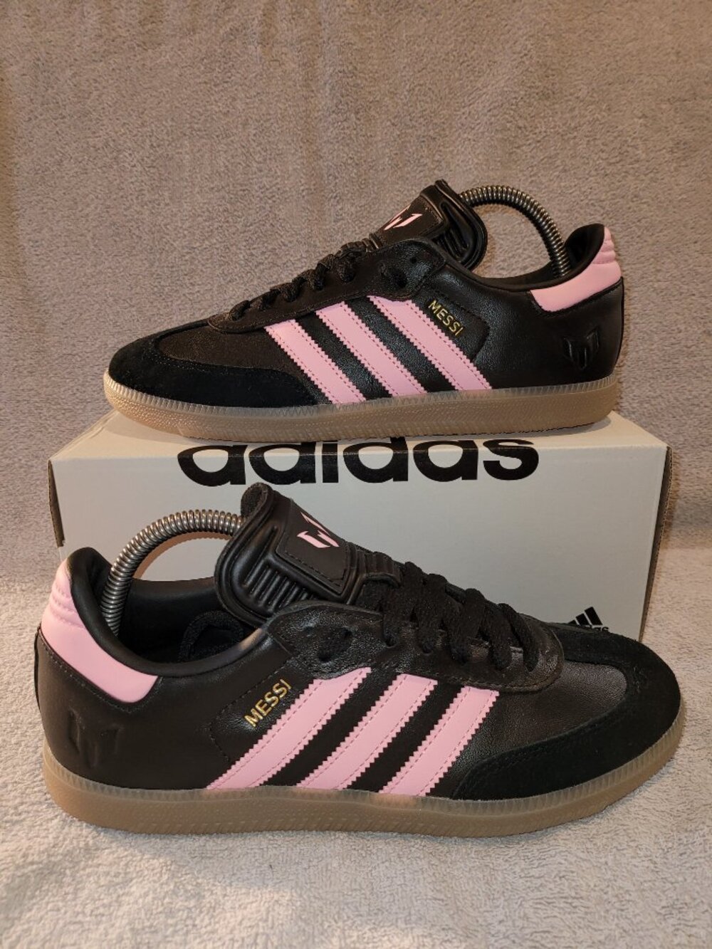 aDIDAS Samba Messi Soccer Shoes Core Black / Pink / Gold Metallic / Tan Sneakers